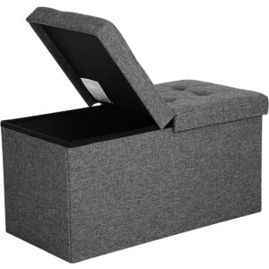 SONGMICS Taburet pliabil cu sezut moale, spatiu de depozitare 80litri, maxim 300kg, 76x38x38cm, gri