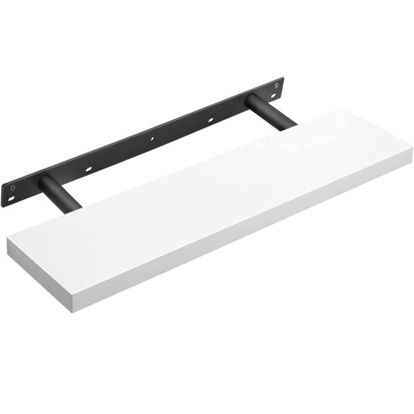 VASAGLE Lebegő függesztett fali polc, MDF, rögzítőrendszerrel együtt, 80x20x4cm, fehér
