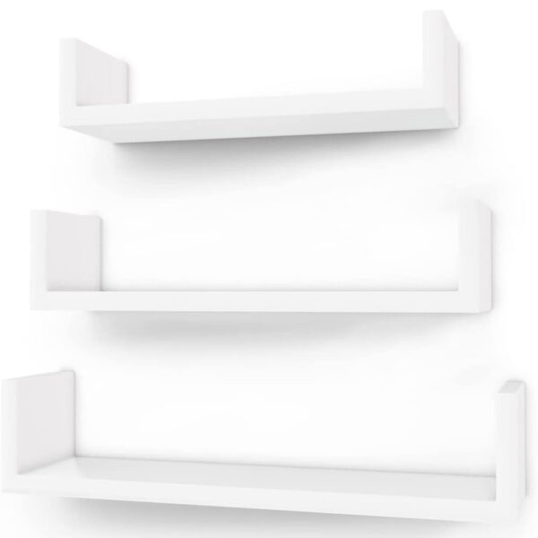 SONGMICS Lebegő fali polcok, 3 db-os készlet, MDF, 30, 35 és 40 cm, fehér