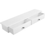 SONGMICS Lebegő falipolc 2 fiókkal, MDF, teherbírás 15kg, 15x65x10cm, fehér