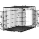 FEANDREA Állatketrec, 2 ajtós, fém összecsukható, kivehető tálca, XL, 107x70x78cm, fekete