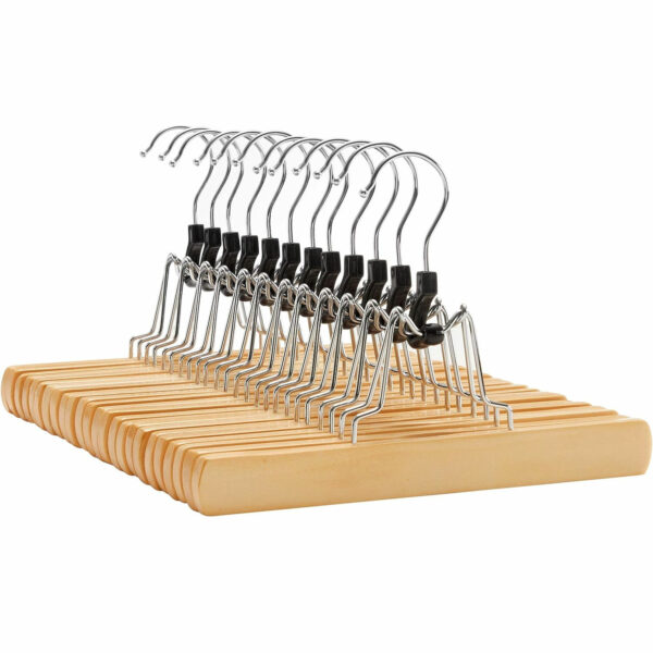 SONGMICS készlet 12 db-os fa nadrágakasztó forgatható akasztóval, 25 cm, natúr