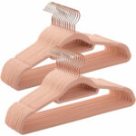 SONGMICS szett 30 vállfa, bársony, csúszásmentes, forgatható akasztóval, 43,5 cm, rózsaszín