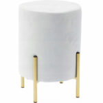 Kerek puff, kárpitozott, acél lábak, teherbírás 100kg, 28x42cm, szürke