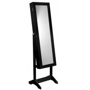 Dulap de toaleta cu oglinda si spatiu de depozitare bijuterii, 35x139cm, negru
