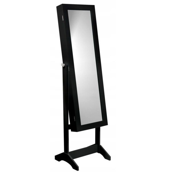 Dulap de toaleta cu oglinda si spatiu de depozitare bijuterii, 35x139cm, negru