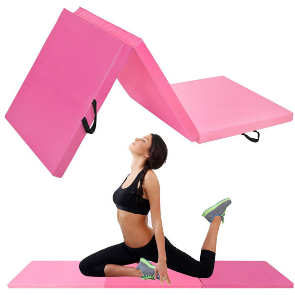 Vastag fitnesz szőnyeg gimnasztikai edzéshez, összecsukható, 180x60x5,5cm, rózsaszín - Image 11