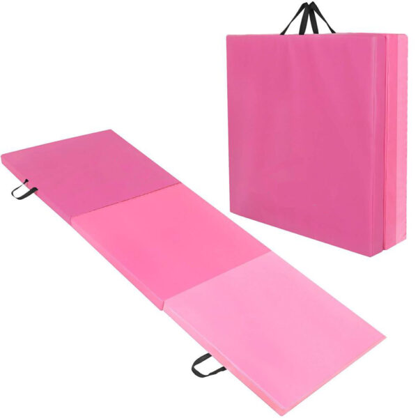 Vastag fitnesz szőnyeg gimnasztikai edzéshez, összecsukható, 180x60x5,5cm, rózsaszín - Image 12
