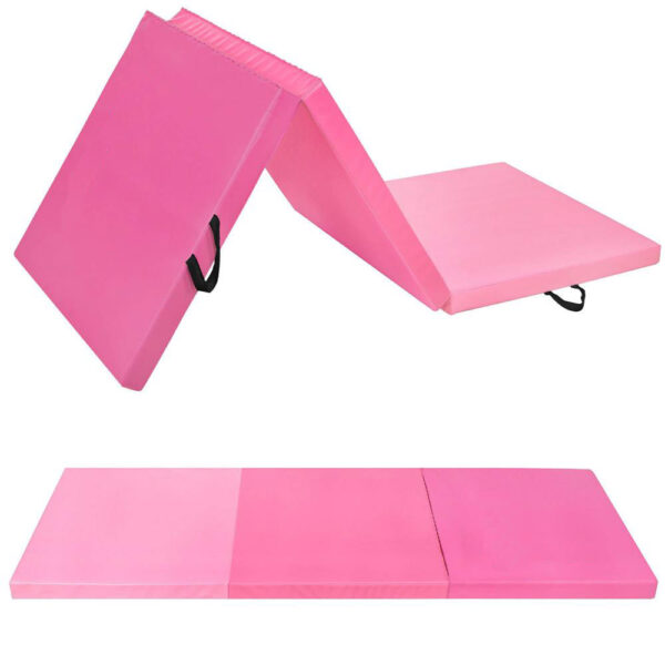 Vastag fitnesz szőnyeg gimnasztikai edzéshez, összecsukható, 180x60x5,5cm, rózsaszín - Image 13