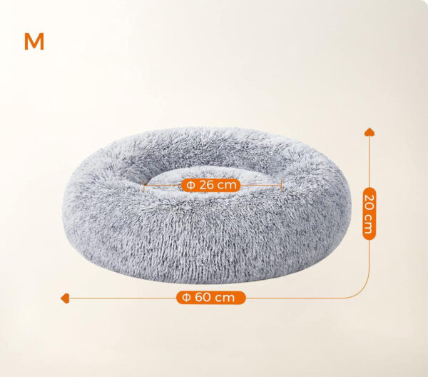 FEANDREA Bolyhos ágy kutyáknak és macskáknak, levehető huzattal, mosható, puha plüss hosszú cérnával, 60 cm, szürke - Image 11