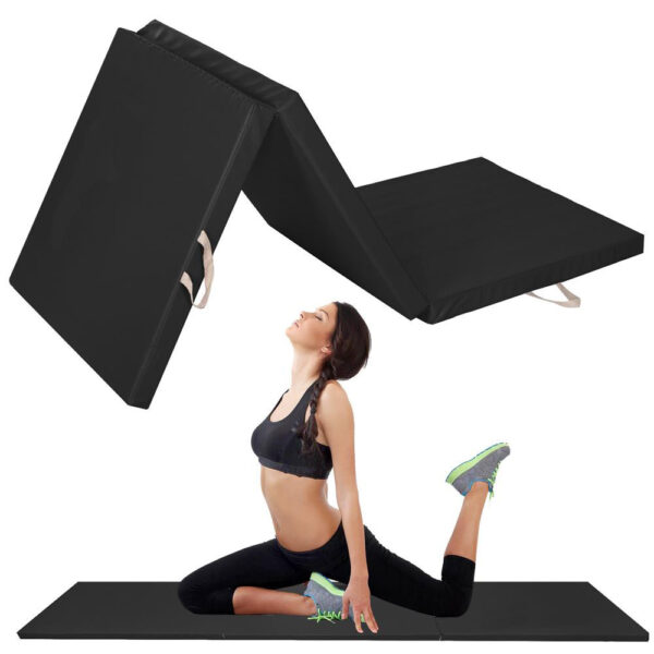 Vastag fitnesz szőnyeg gimnasztikai edzéshez, összecsukható, 180x60x5cm, fekete - Image 15