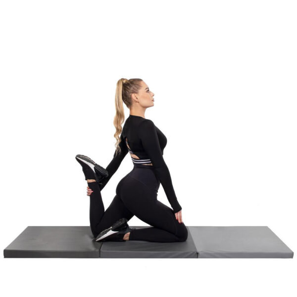 Vastag fitnesz szőnyeg gimnasztikai edzéshez, összecsukható, 180x60x5,5cm, szürke - Image 14
