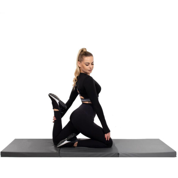 Vastag fitnesz szőnyeg gimnasztikai edzéshez, összecsukható, 180x60x5,5cm, szürke - Image 15