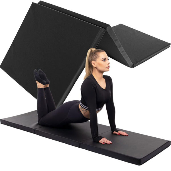 Vastag fitnesz szőnyeg gimnasztikai edzéshez, összecsukható, 180x60x5cm, fekete - Image 16