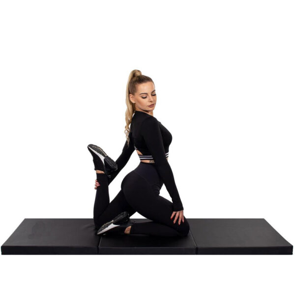Vastag fitnesz szőnyeg gimnasztikai edzéshez, összecsukható, 180x60x5cm, fekete - Image 18