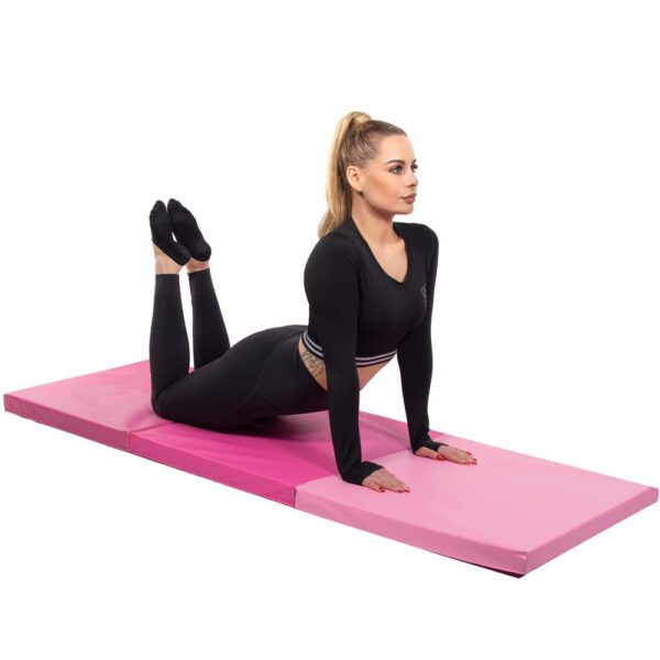 Vastag fitnesz szőnyeg gimnasztikai edzéshez, összecsukható, 180x60x5,5cm, rózsaszín - Image 19