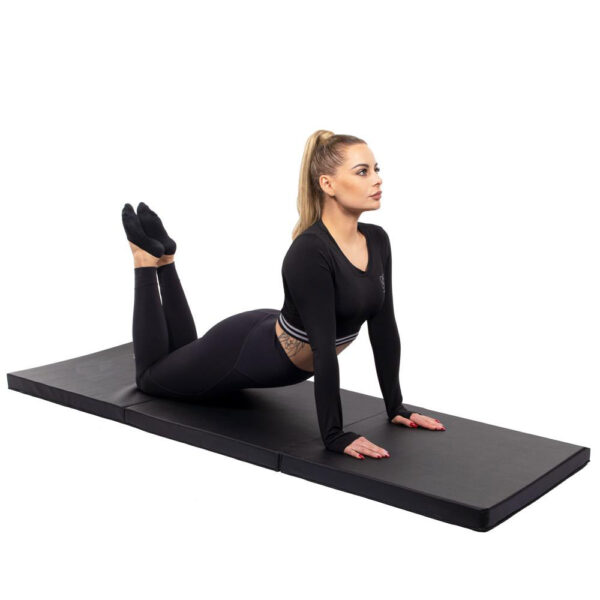 Vastag fitnesz szőnyeg gimnasztikai edzéshez, összecsukható, 180x60x5cm, fekete - Image 19