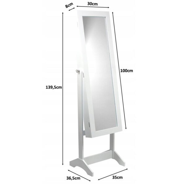 Dulap de toaleta cu oglinda si spatiu de depozitare bijuterii, 35x139cm, negru - Image 2