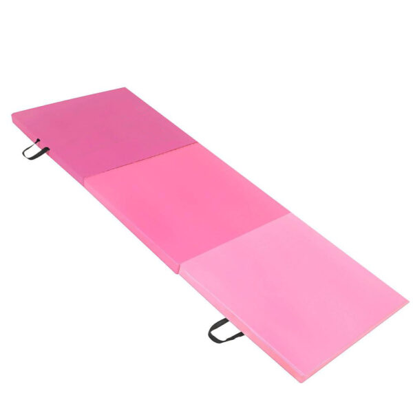 Vastag fitnesz szőnyeg gimnasztikai edzéshez, összecsukható, 180x60x5,5cm, rózsaszín - Image 3