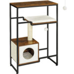 FEANDREA 2 az 1-ben macska búvóhely és mászó, 74x34x114cm, vintage barna