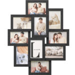 SONGMICS Rama foto de perete din MDF, colaj de 10 fotografii, 60x49cm, negru
