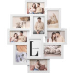 SONGMICS Rama foto de perete din MDF, colaj de 10 fotografii, 60x49cm, alb