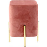 Taburet patrat, tapitat cu stofa, picioare otel, sarcina 100kg, 28x42cm, roz