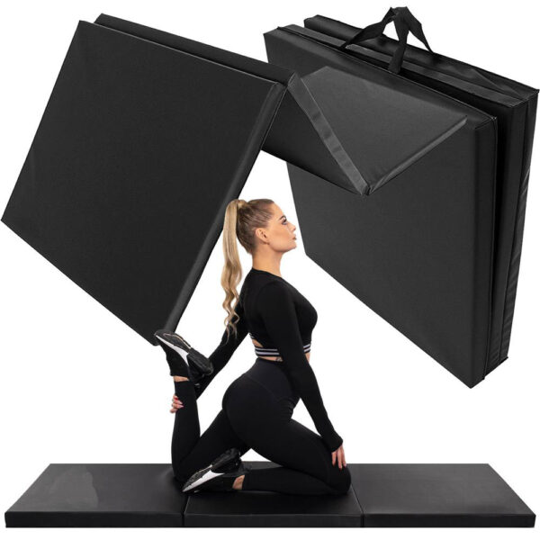 Vastag fitnesz szőnyeg gimnasztikai edzéshez, összecsukható, 180x60x5cm, fekete - Image 20