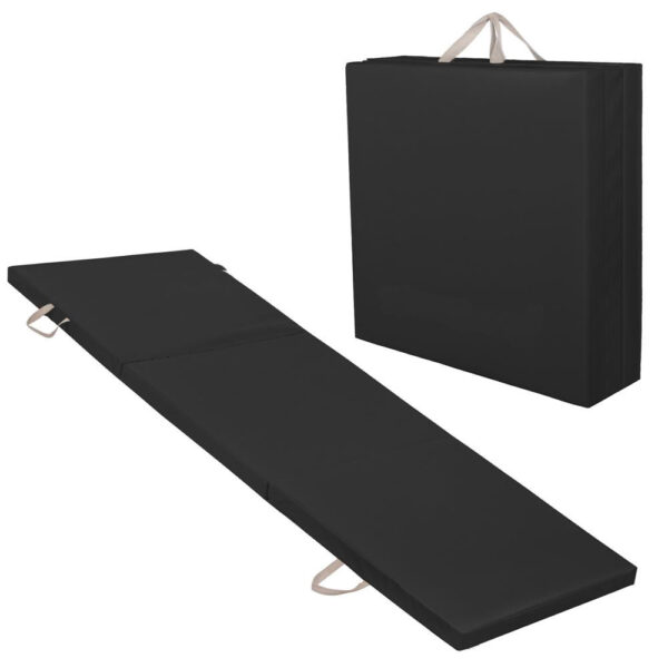 Vastag fitnesz szőnyeg gimnasztikai edzéshez, összecsukható, 180x60x5cm, fekete - Image 23