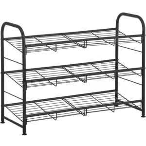 SONGMICS 3 szintes fém cipőtároló állvány állítható polcokkal, 28x69x50cm, fekete