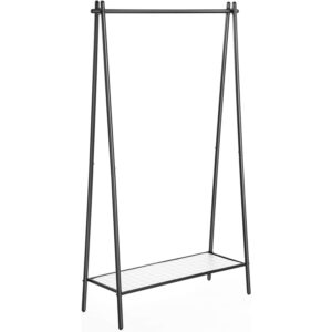 SONGMICS Ruhatartó acél vázzal, függesztősínnel és polccal, 34x93x153cm, matt fekete