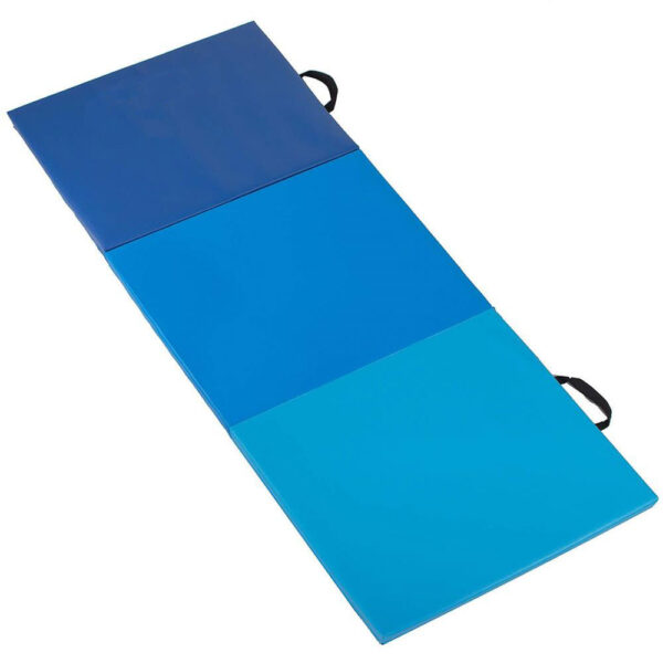 Saltea fitness groasa pentru antrenamente gimnastica, pliabila, 180x60x5,5cm, albastru - Image 5