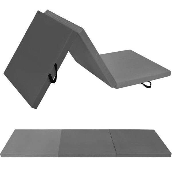 Vastag fitnesz szőnyeg gimnasztikai edzéshez, összecsukható, 180x60x5,5cm, szürke - Image 6