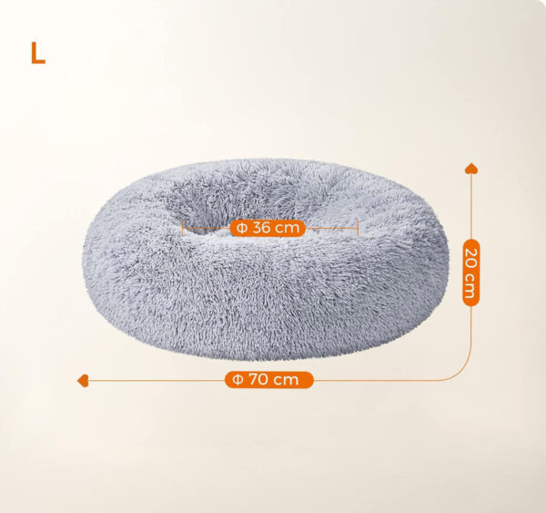 FEANDREA Bolyhos ágy kutyáknak és macskáknak, levehető huzattal, mosható, puha plüss hosszú cérnával, 70 cm, szürke - Image 6