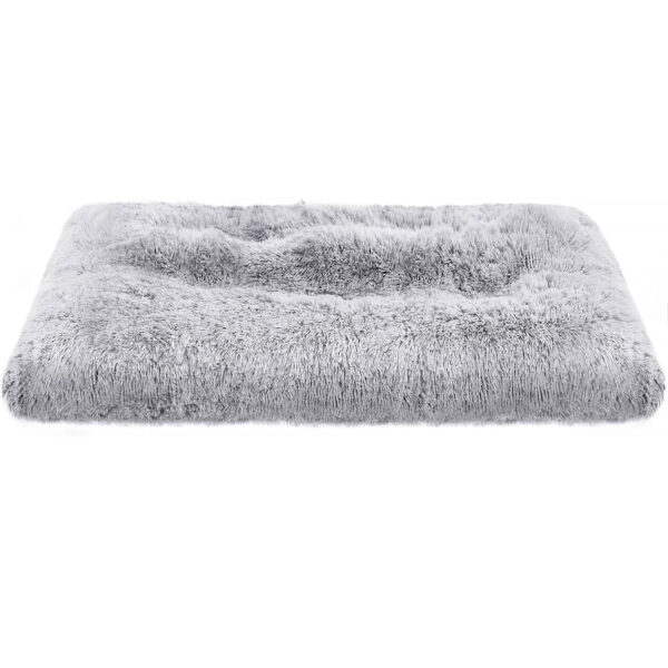 FEANDREA Pat pufos pentru caini sau pisici, captuseala moale cu fir lung, lavabil la masina, XL, 110x73cm, gri deschis