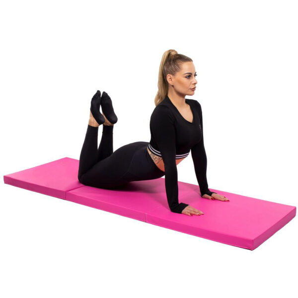 Vastag fitnesz szőnyeg gimnasztikai edzéshez, összecsukható, 180x60x5cm, rózsaszín - Image 8