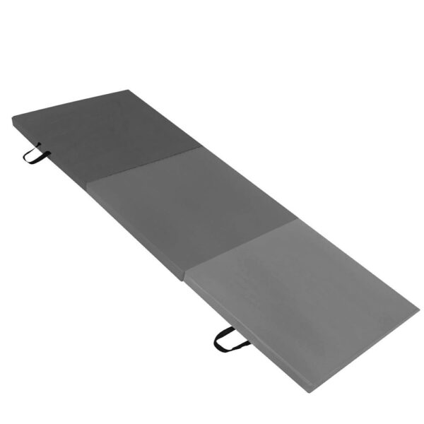 Vastag fitnesz szőnyeg gimnasztikai edzéshez, összecsukható, 180x60x5,5cm, szürke - Image 9