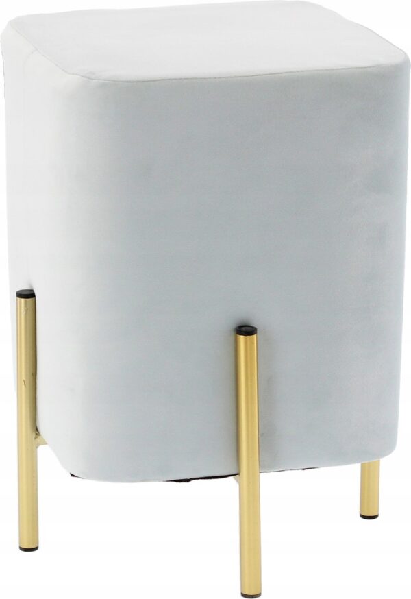 Taburet patrat, tapitat cu stofa, picioare otel, sarcina 100kg, 28x42cm, gri - Image 2