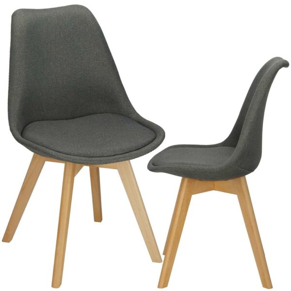 Set 4 scaune dining Verdhe pentru bucatarie tapitat cu material din in, 44x80cm, gri - Image 2