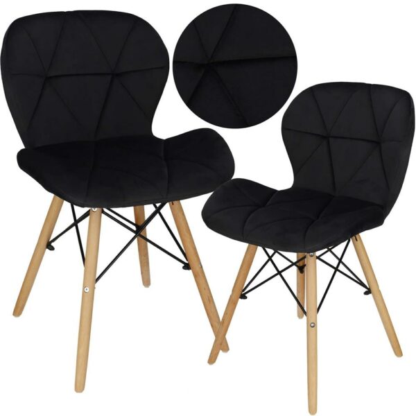 Set 4 scaune dining Torino pentru bucatarie tapitat cu catifea, 40x72cm, negru - Image 2