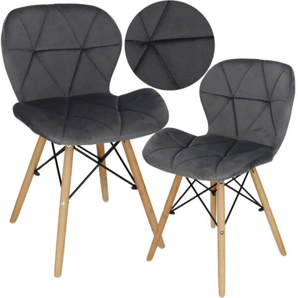 Set 4 scaune dining Torino pentru bucatarie tapitat cu catifea, 40x72cm, gri - Image 2