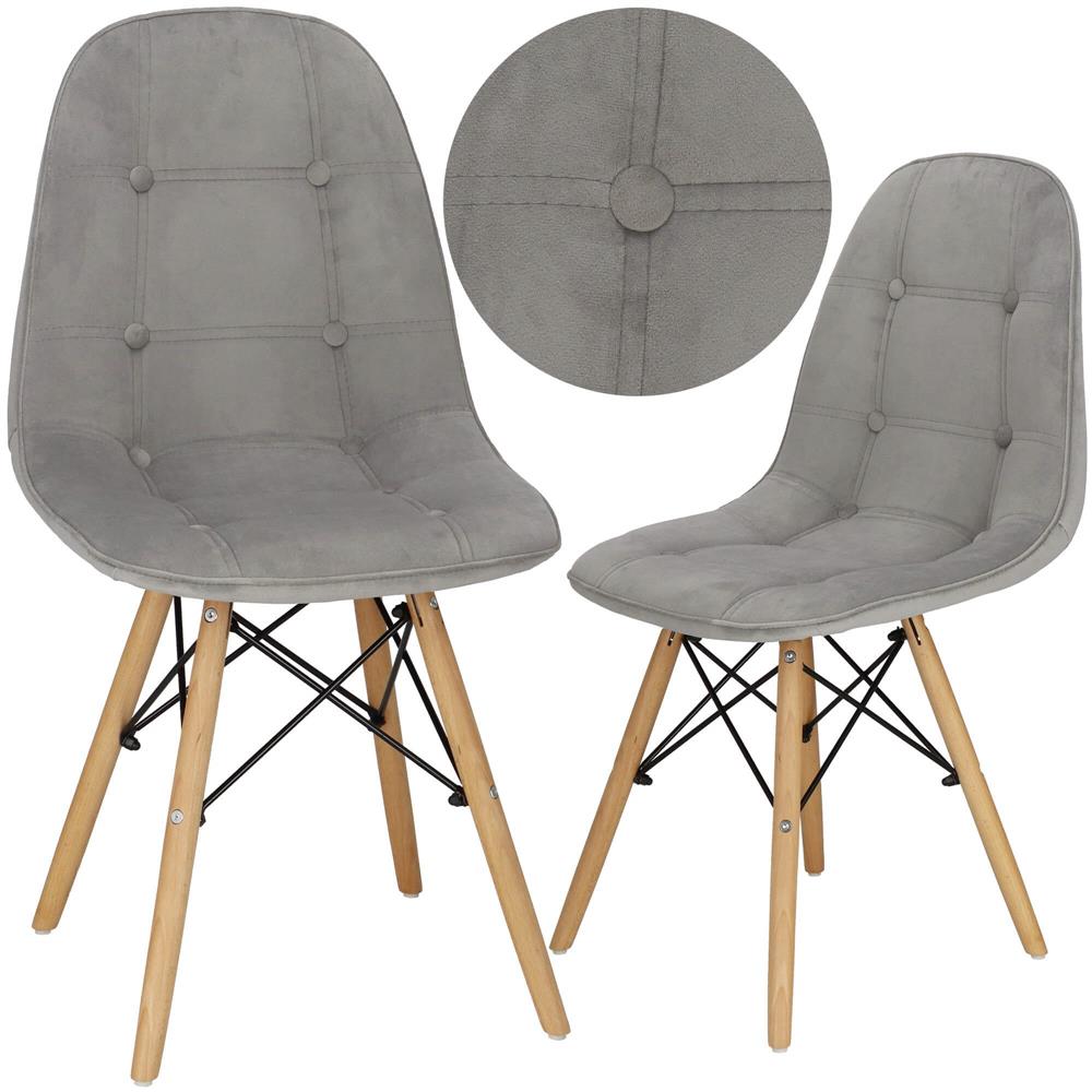 Set 4 scaune dining Milano Soft pentru bucatarie tapitat cu catifea moale, 44x84cm, gri - Image 2