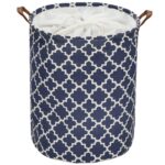 Tárolókosár ruhák vagy játékok tárolására, 50x40 cm, pamut és lenvászon, 63 l, kék-fehér