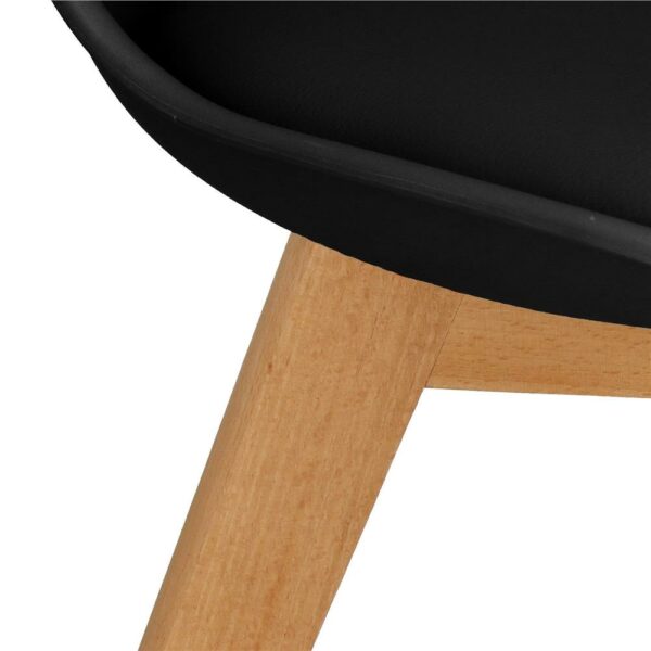Set 4 scaune dining Verdhe pentru bucatarie cu perna tapitata cu piele ecologica, 44x82cm, negru - Image 10