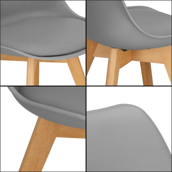 Set 4 scaune dining Verdhe pentru bucatarie cu perna tapitata cu piele ecologica, 44x82cm, gri - Image 10