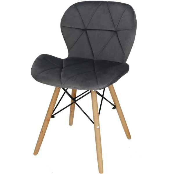 Set 4 scaune dining Torino pentru bucatarie tapitat cu catifea, 40x72cm, gri - Image 11