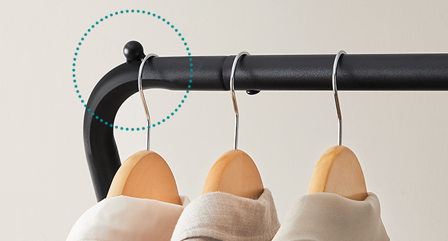 SONGMICS Ruhatartó állvány kerekeken, polccal, dupla rúddal, fém vázzal, teherbírás 100 kg, 53x104x155 cm, fekete - Image 10