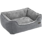 FEANDREA Kutyaágy, megemelt vastag szélekkel, csúszásmentes, levehető huzat, XL, nagytestű kutyáknak, 110x75x27cm, világosszürke