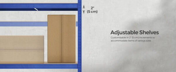 SONGMICS Fém tárolópolc, MDF polcokkal, 5 polc, max. 875 kg, 180x90x40cm, kék - Image 11