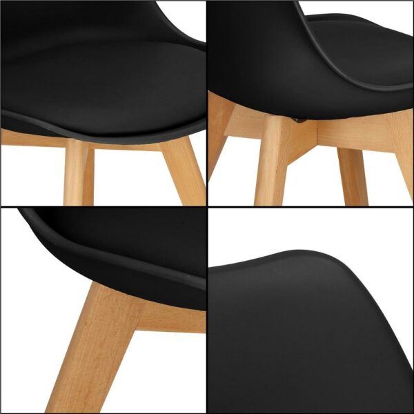 Set 4 scaune dining Verdhe pentru bucatarie cu perna tapitata cu piele ecologica, 44x82cm, negru - Image 12